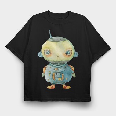 Robot Cute Spaceship, Tricou Oversize Barbati (Unisex)
