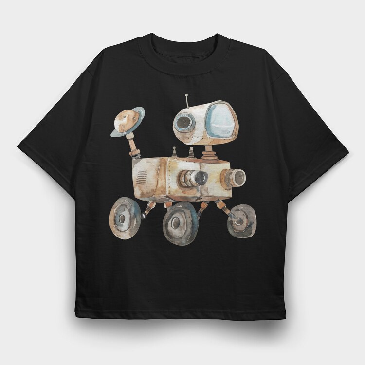 Robot Moon Explorer, Tricou Oversize Barbati (Unisex)