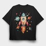 Rocket Space Planets, Tricou Oversize Barbati (Unisex)