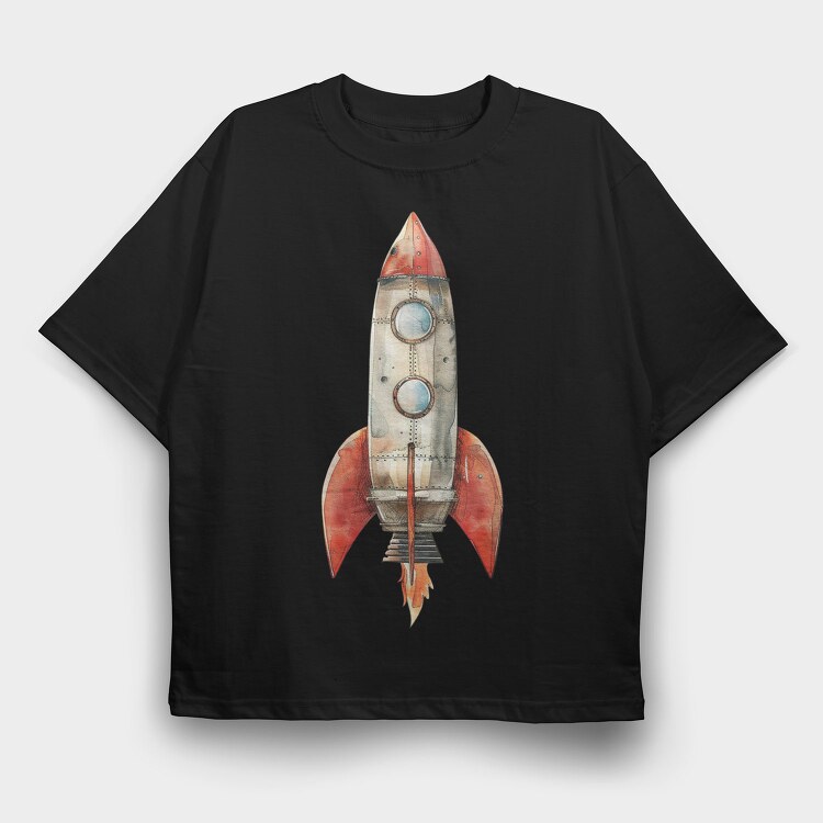 Rocket Spaceship, Tricou Oversize Barbati (Unisex)