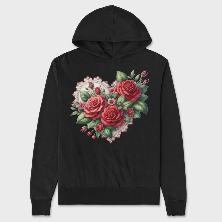 Roses Doily Love, Hanorac Oversize Barbati (Unisex)