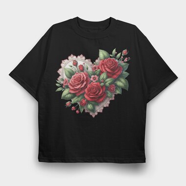 Roses Doily Love, Tricou Oversize Barbati (Unisex)
