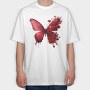 Red Butterfly Floral, Tricou Oversize Barbati (Unisex)