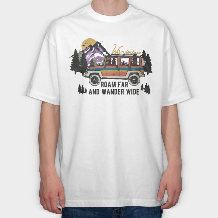 Roam Far Wanderlust, Tricou Oversize Barbati (Unisex)