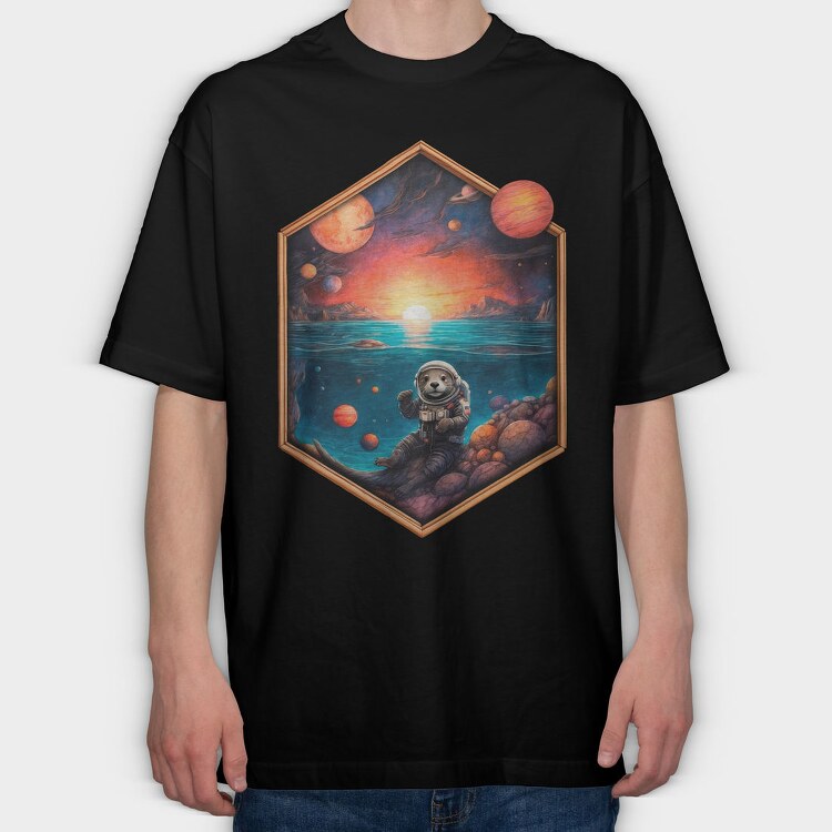 Otter Astronaut, Tricou Oversize Barbati (Unisex)