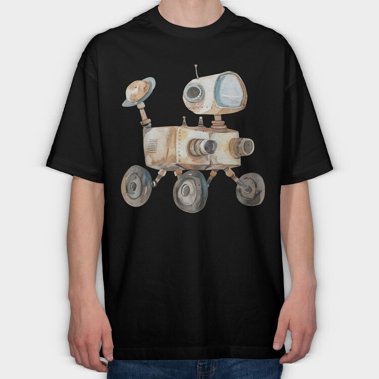 Robot Moon Explorer, Tricou Oversize Barbati (Unisex)