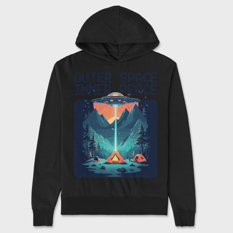 Outer Space Inner Peace Camping, Hanorac Oversize Barbati (Unisex)
