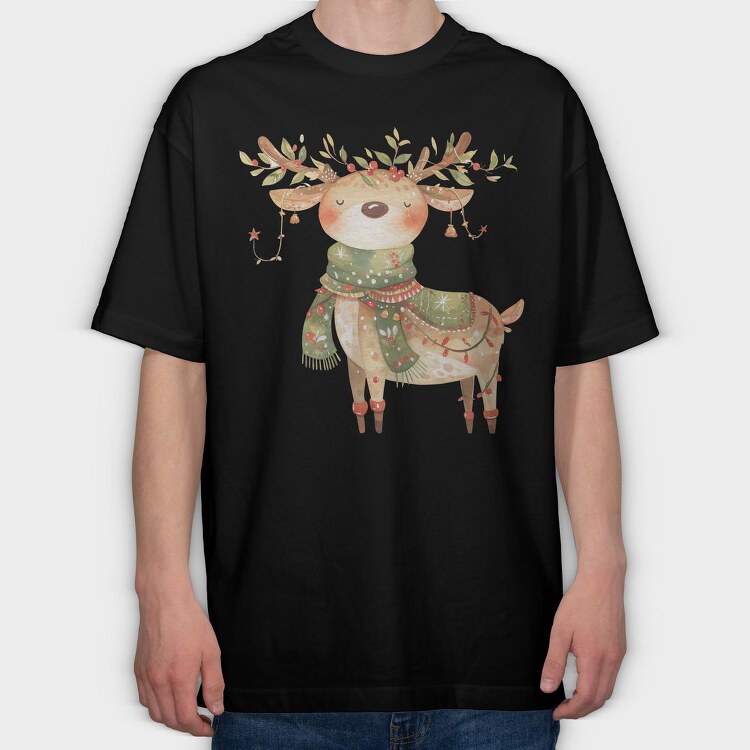 Reindeer Christmas Hat, Tricou Oversize Barbati (Unisex)