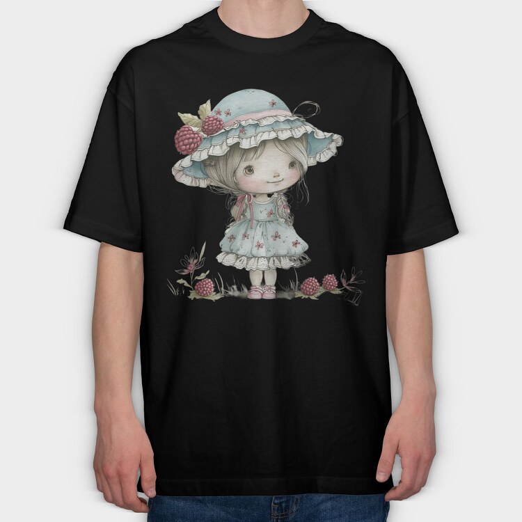 Raspberry Hat Girl, Tricou Oversize Barbati (Unisex)