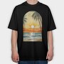 Retro Ocean Sunset, Tricou Oversize Barbati (Unisex)