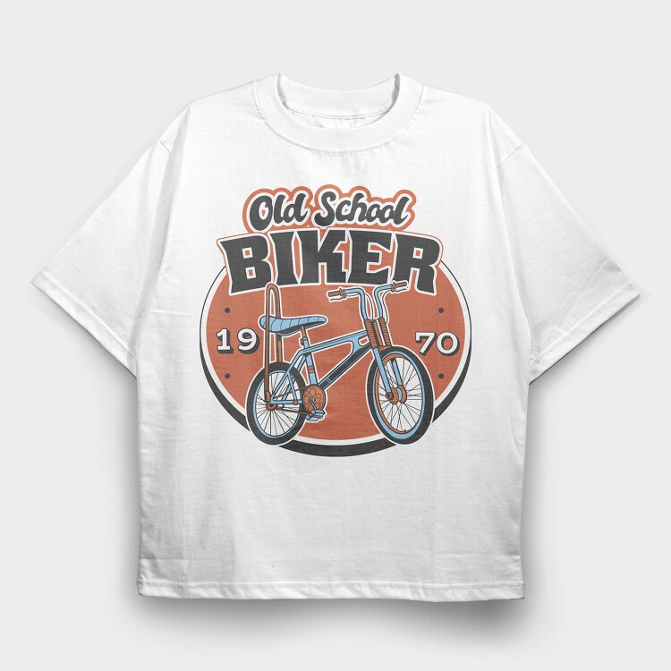 Old School Biker, Tricou Oversize Barbati (Unisex)