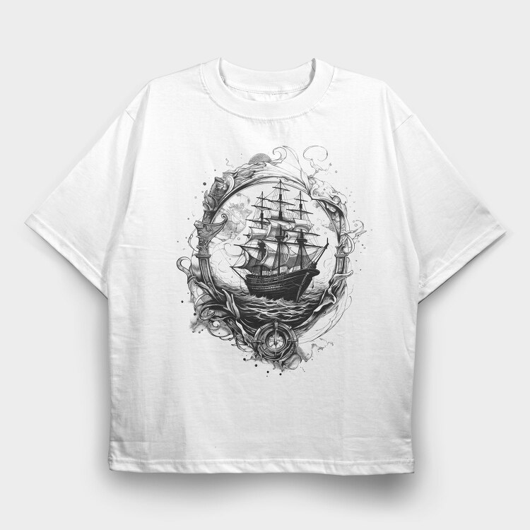 Old Sailing Ship, Tricou Oversize Barbati (Unisex)
