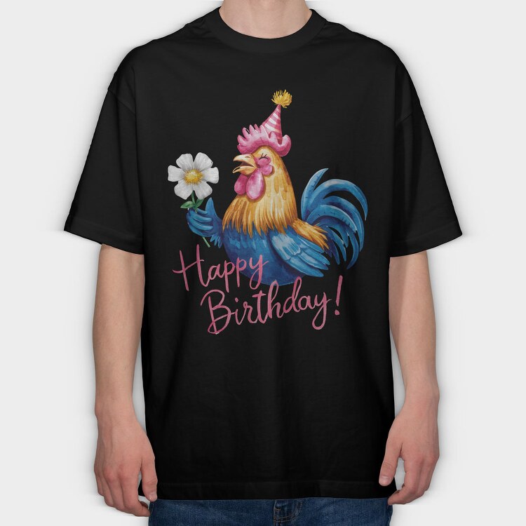 Rooster Party Hat, Tricou Oversize Barbati (Unisex)