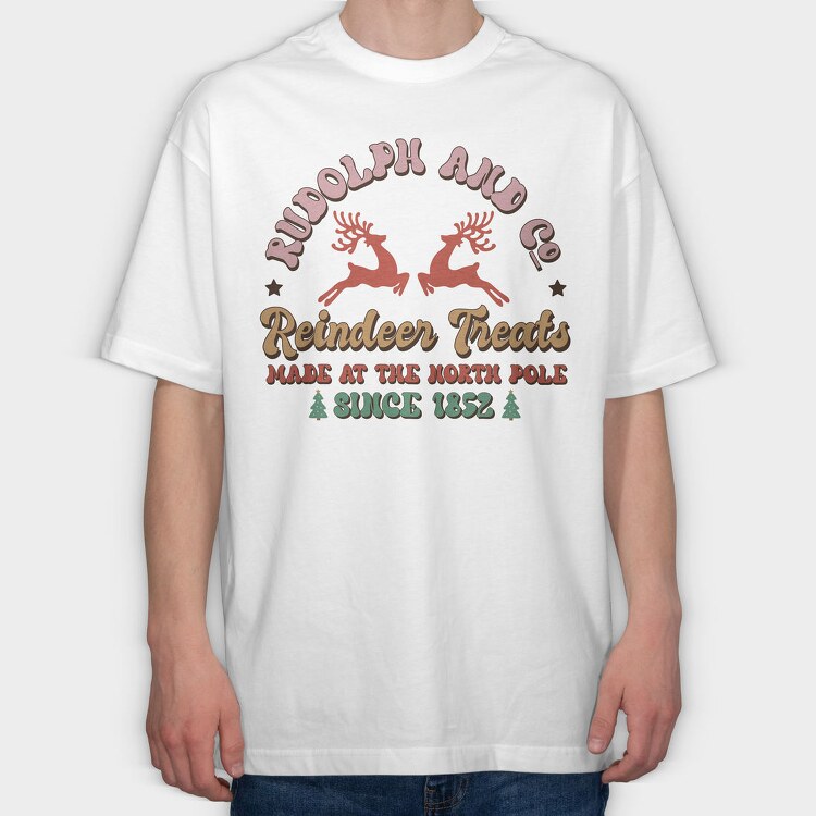 Reindeer Holiday Treats, Tricou Oversize Barbati (Unisex)