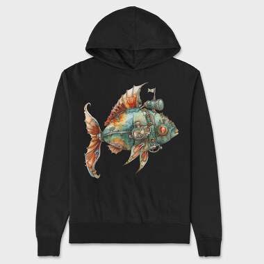Rusty Steampunk Fish, Hanorac Oversize Barbati (Unisex)