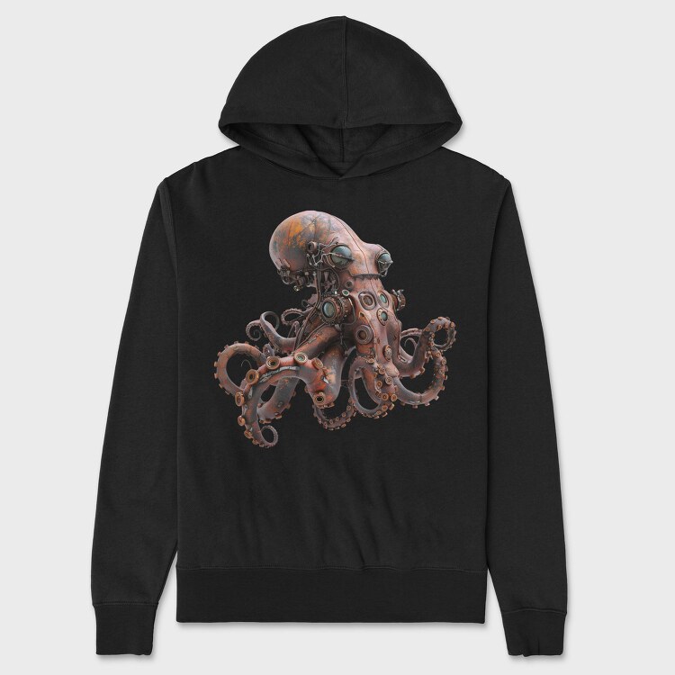 Rusty Steampunk Octopus, Hanorac Oversize Barbati (Unisex)