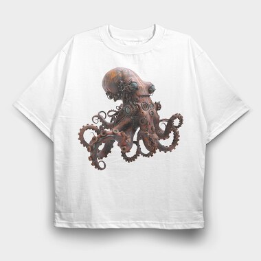 Rusty Steampunk Octopus, Tricou Oversize Barbati (Unisex)