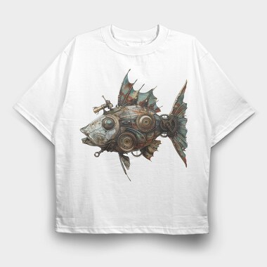 Rusty Steampunk Sea Monster, Tricou Oversize Barbati (Unisex)