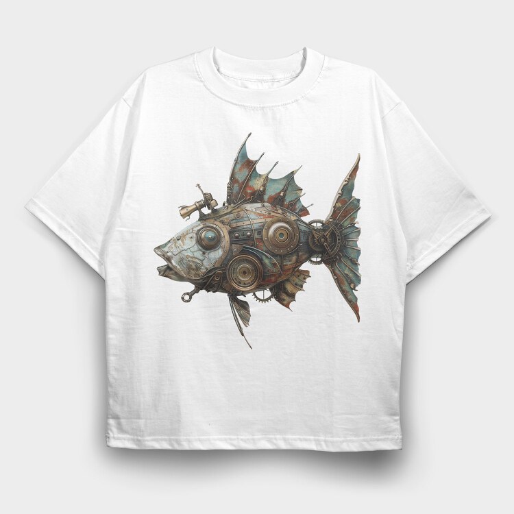 Rusty Steampunk Sea Monster, Tricou Oversize Barbati (Unisex)
