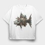 Rusty Steampunk Sea Monster, Tricou Oversize Barbati (Unisex)