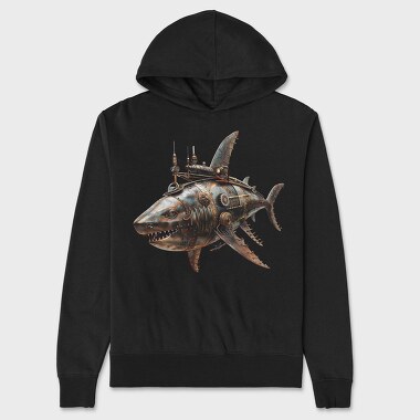 Rusty Steampunk Shark, Hanorac Oversize Barbati (Unisex)