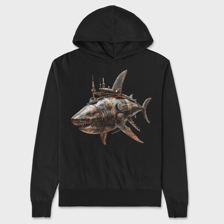 Rusty Steampunk Shark, Hanorac Oversize Barbati (Unisex)
