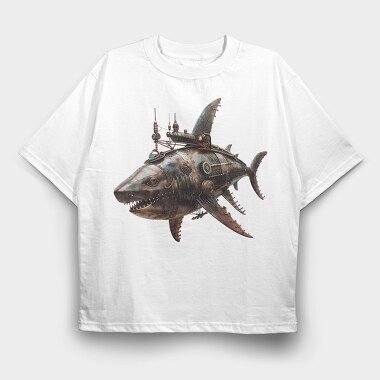 Rusty Steampunk Shark, Tricou Oversize Barbati (Unisex)