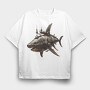 Rusty Steampunk Shark, Tricou Oversize Barbati (Unisex)