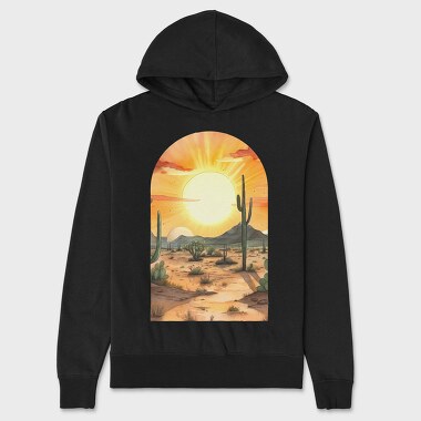Saguaro Sunrise Repose, Hanorac Oversize Barbati (Unisex)