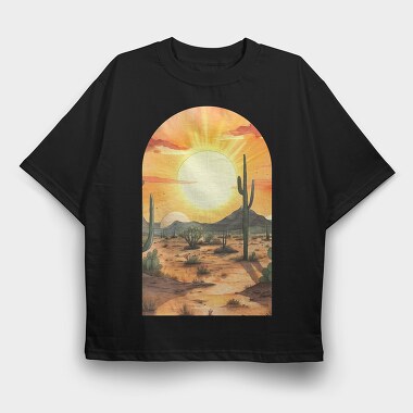Saguaro Sunrise Repose, Tricou Oversize Barbati (Unisex)