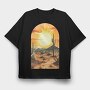 Saguaro Sunrise Repose, Tricou Oversize Barbati (Unisex)