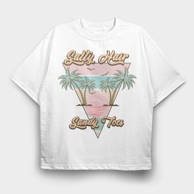 Salty Hair Sandy Toes, Tricou Oversize Barbati (Unisex)