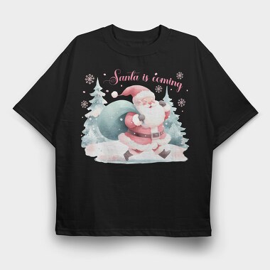 Santa Is Coming, Tricou Oversize Barbati (Unisex)