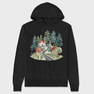 Scandi Cottage Path, Hanorac Oversize Barbati (Unisex)