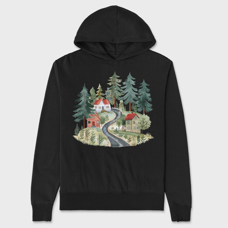Scandi Cottage Path, Hanorac Oversize Barbati (Unisex)