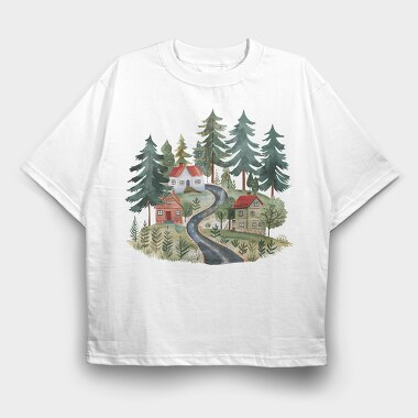 Scandi Cottage Path, Tricou Oversize Barbati (Unisex)