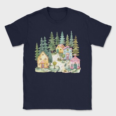 Scandinavian Cottage Landscape, Tricou Barbati (Unisex)