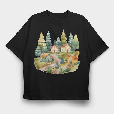 Scandinavian Holiday Cottage, Tricou Oversize Barbati (Unisex)