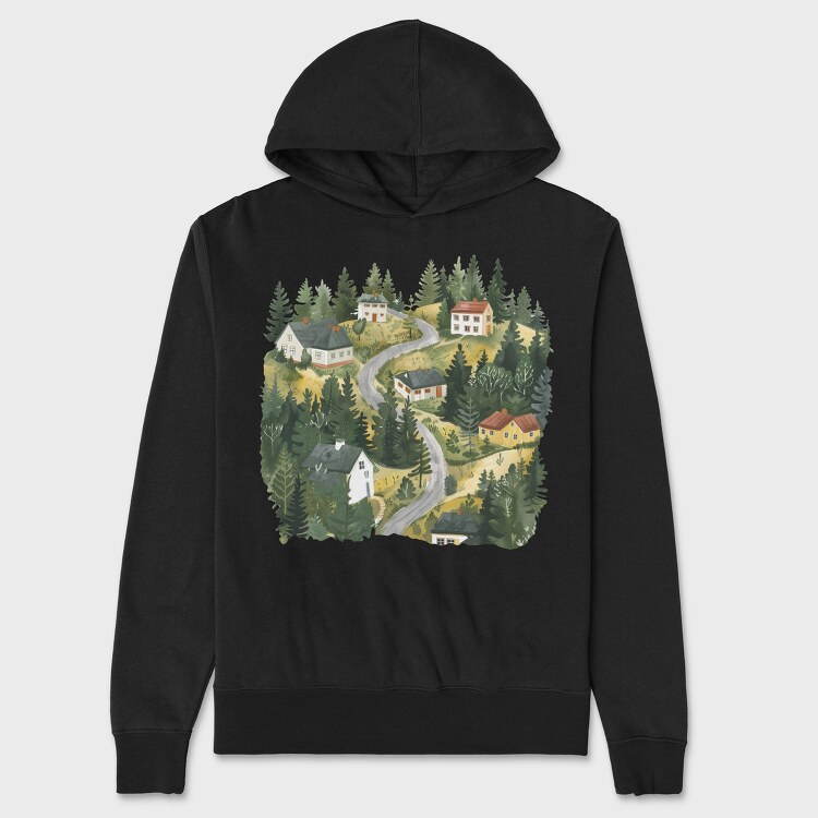Scandinavian Houses Nature, Hanorac Oversize Barbati (Unisex)