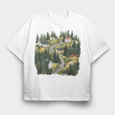 Scandinavian Houses Nature, Tricou Oversize Barbati (Unisex)