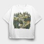 Scandinavian Houses Nature, Tricou Oversize Barbati (Unisex)