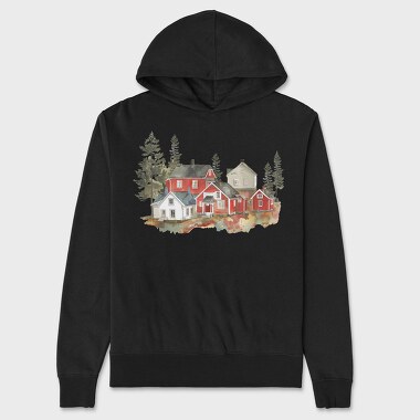 Scandinavian Houses Night, Hanorac Oversize Barbati (Unisex)