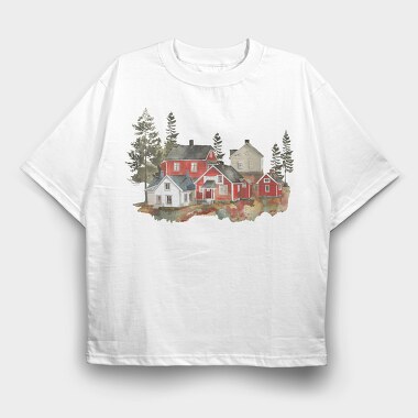 Scandinavian Houses Night, Tricou Oversize Barbati (Unisex)