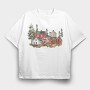 Scandinavian Houses Night, Tricou Oversize Barbati (Unisex)
