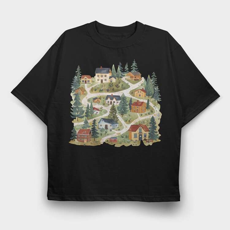 Scandinavian Serenity Nest, Tricou Oversize Barbati (Unisex)