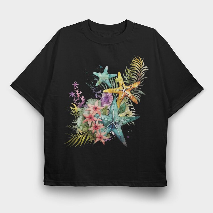 Sea Stars Flowers, Tricou Oversize Barbati (Unisex)
