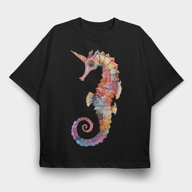 Seahorse Pattern, Tricou Oversize Barbati (Unisex)