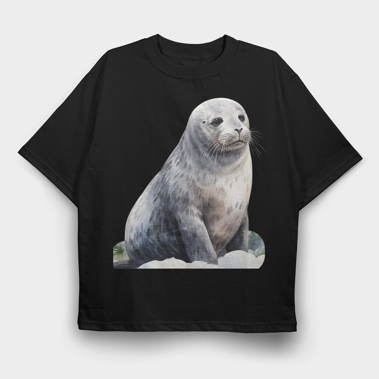 Seal Sitting Pose, Tricou Oversize Barbati (Unisex)