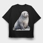 Seal Sitting Pose, Tricou Oversize Barbati (Unisex)