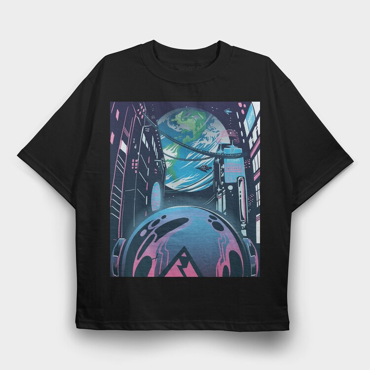 Space City Earth, Tricou Oversize Barbati (Unisex)